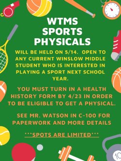 DEADLINE EXTENDED!!  Sports Physicals for 2024-2025 School Year